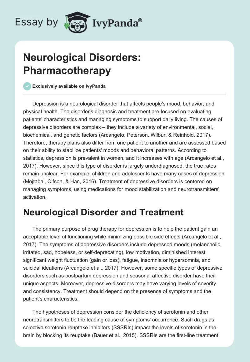 Neurological Disorders: Pharmacotherapy. Page 1