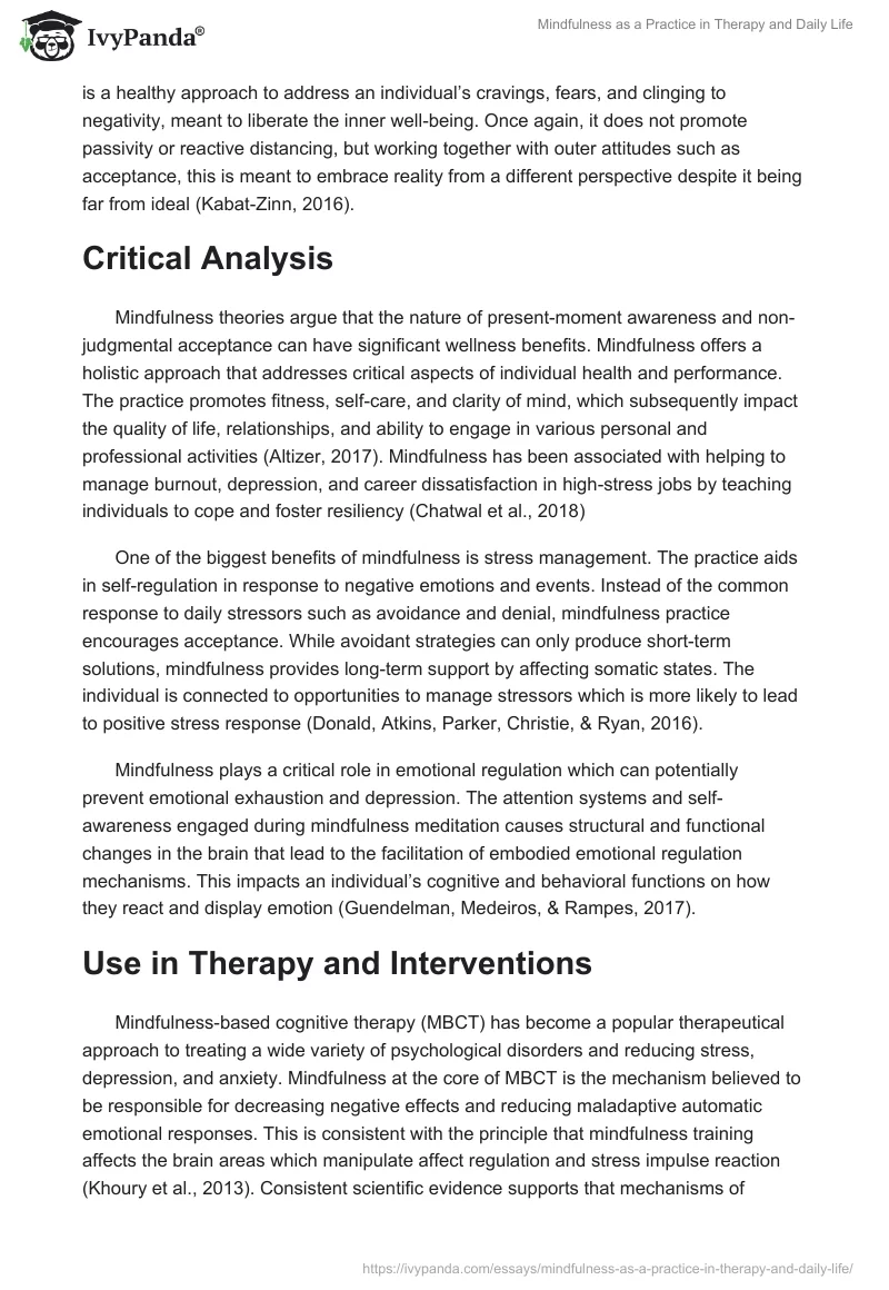 Mindfulness as a Practice in Therapy and Daily Life. Page 5