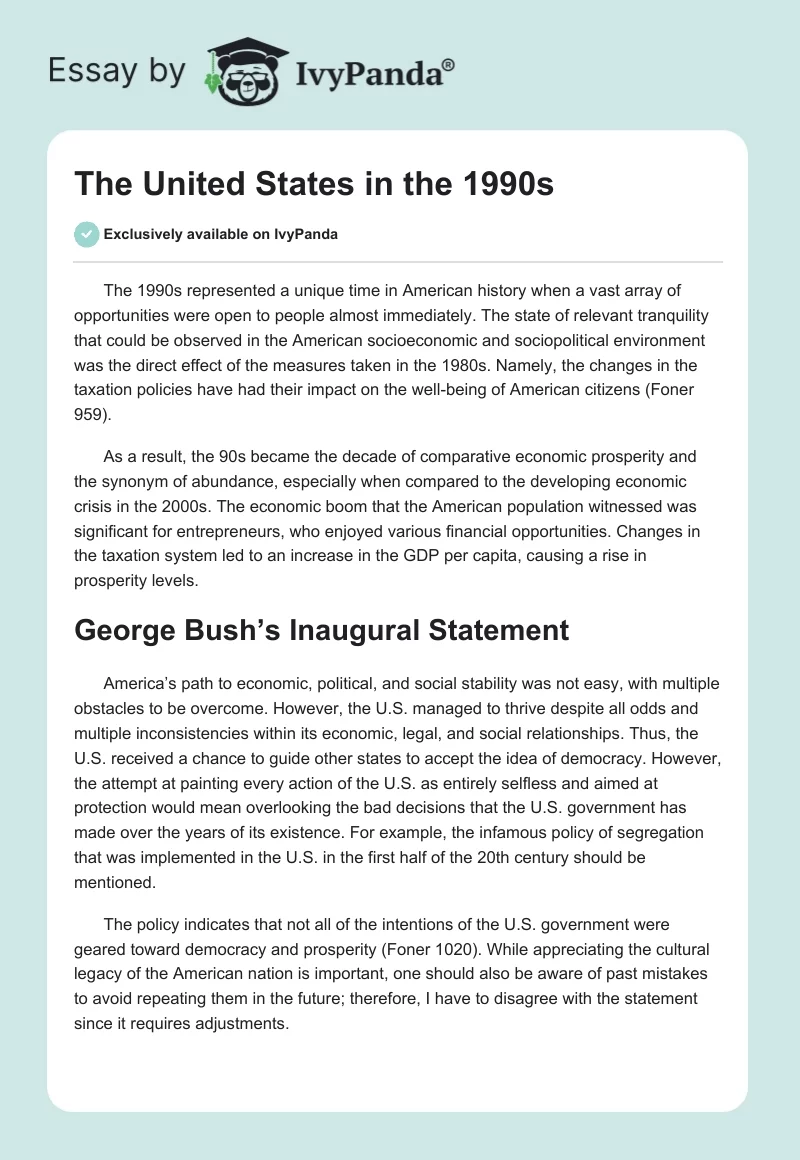 The United States in the 1990s. Page 1