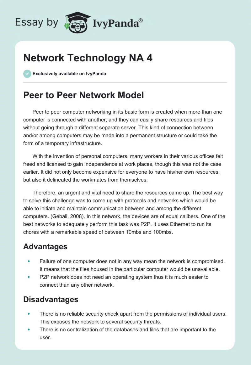 Network Technology NA 4. Page 1