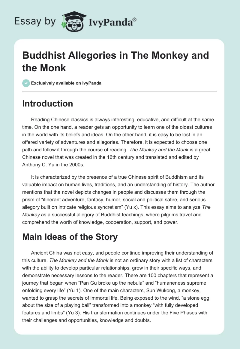 Buddhist Allegories in "The Monkey and the Monk". Page 1