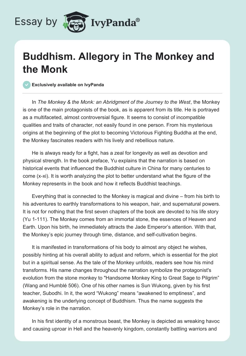 Buddhism. Allegory in "The Monkey and the Monk". Page 1