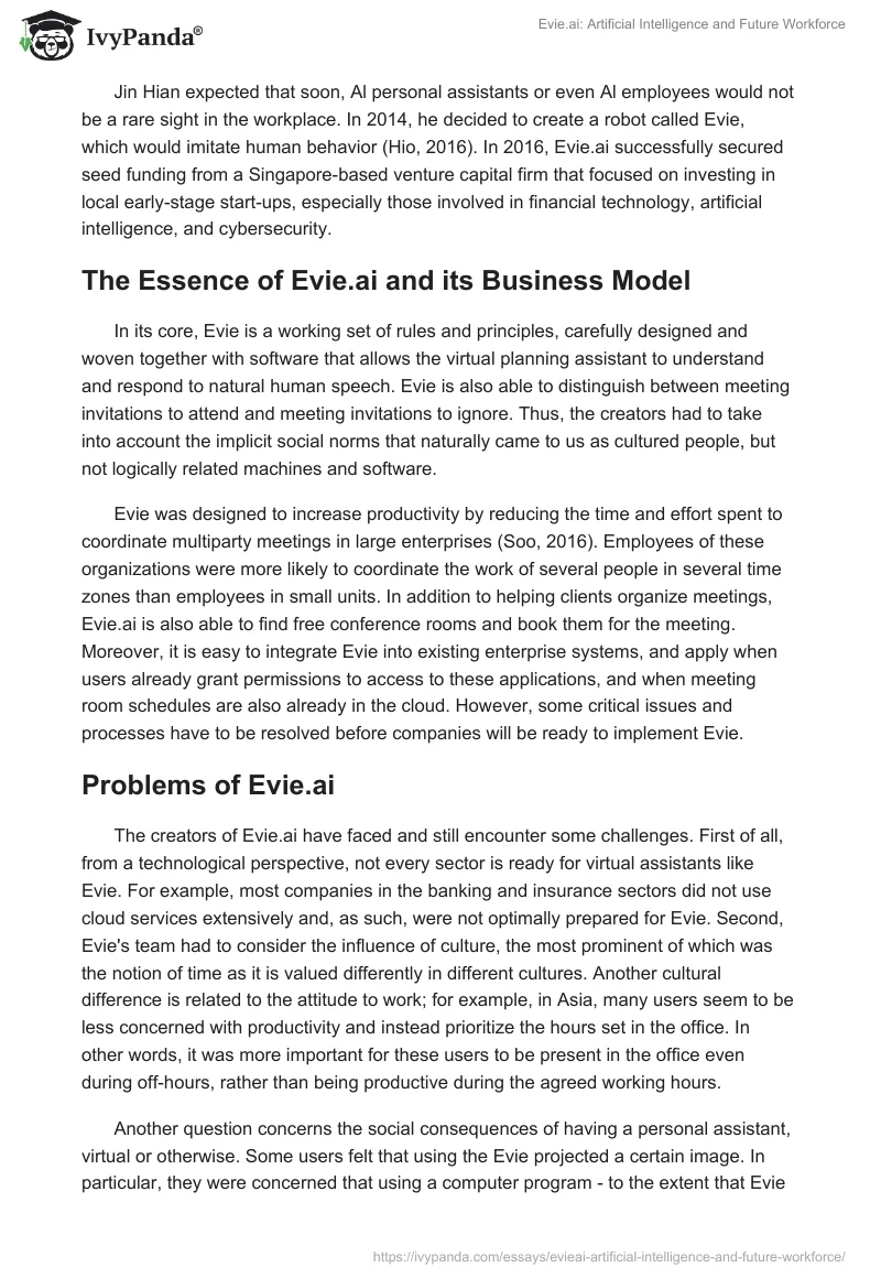 Evie.ai: Artificial Intelligence and Future Workforce. Page 2