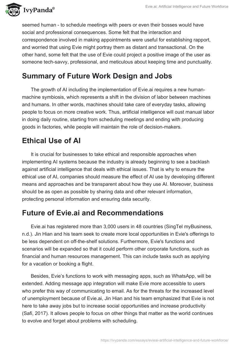 Evie.ai: Artificial Intelligence and Future Workforce. Page 3