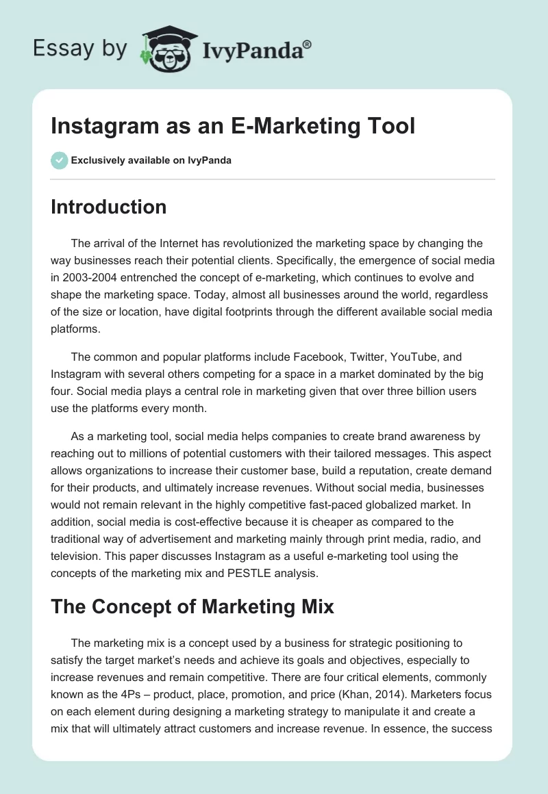Instagram as an E-Marketing Tool. Page 1