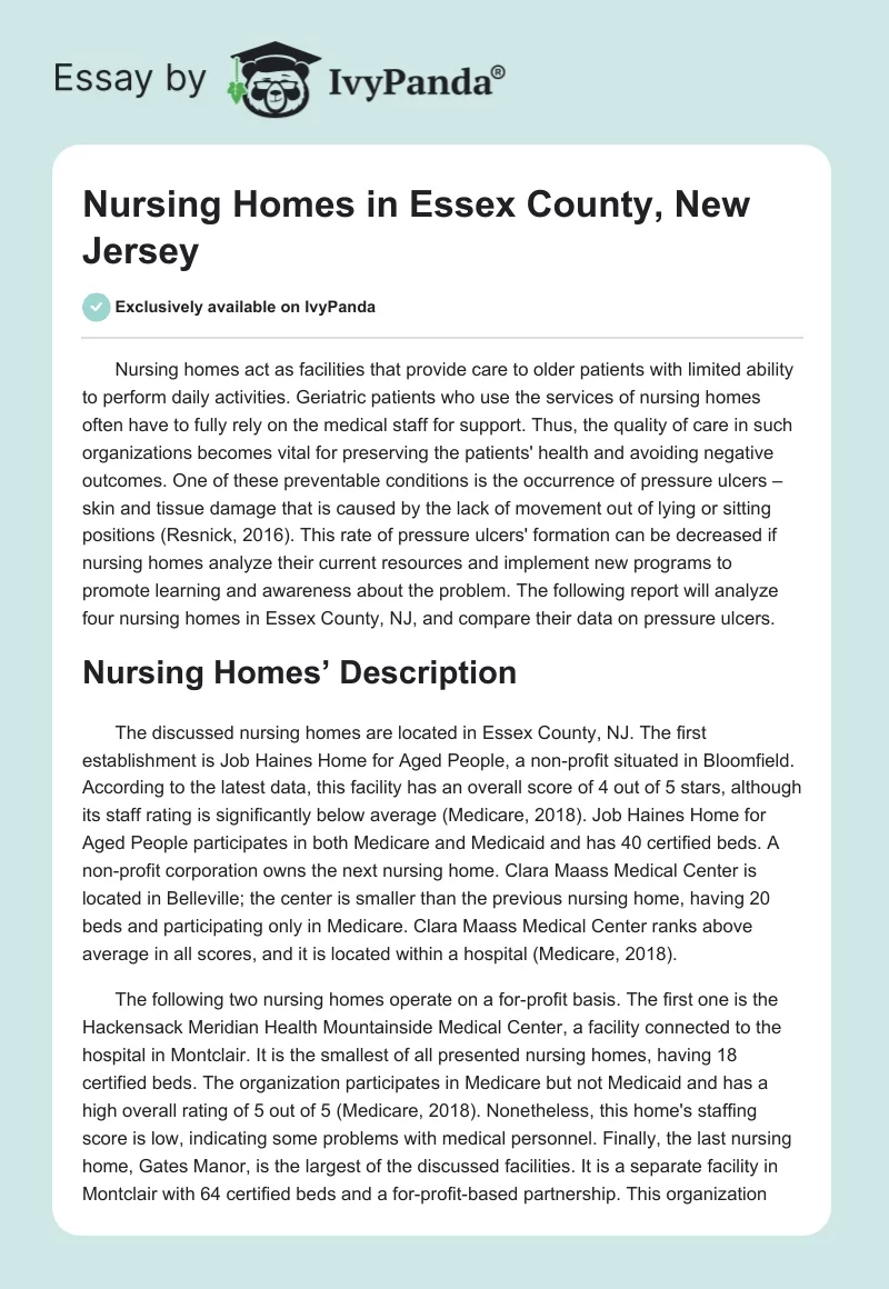 Nursing Homes in Essex County, New Jersey. Page 1