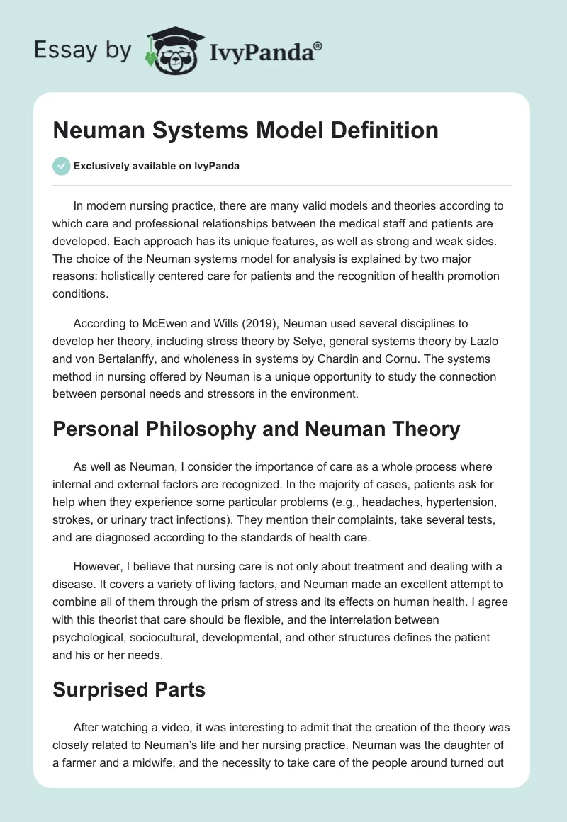 Neuman Systems Model Definition. Page 1