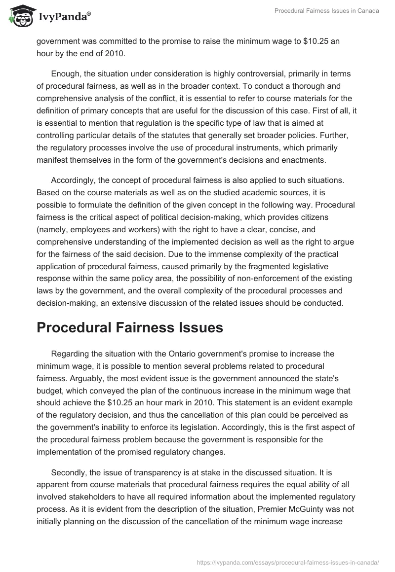 Procedural Fairness Issues in Canada. Page 2