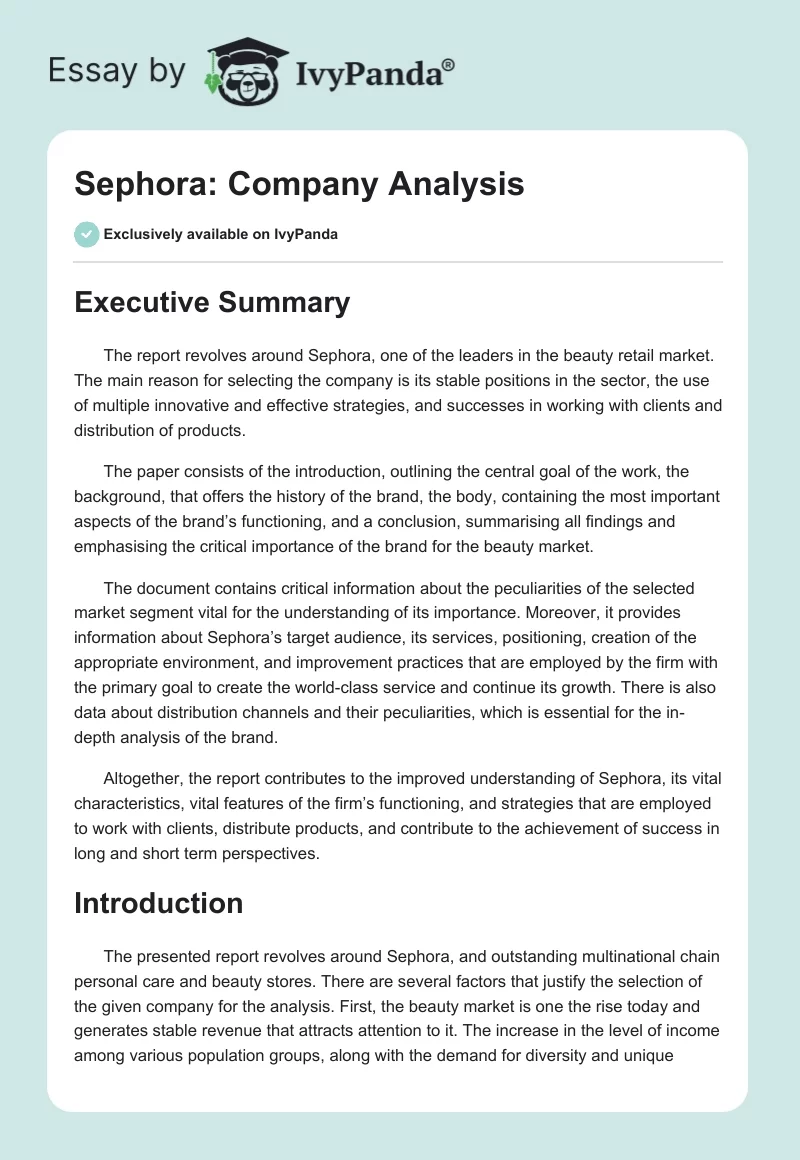Sephora: Company Analysis. Page 1