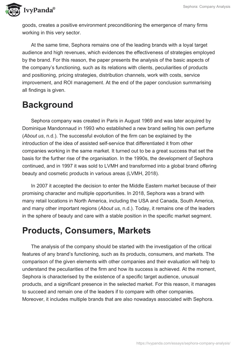 Sephora: Company Analysis. Page 2