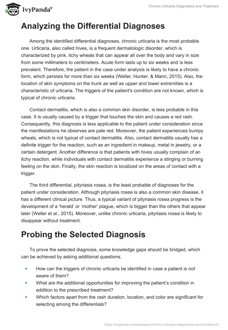 Chronic Urticaria Diagnostics and Treatment. Page 2