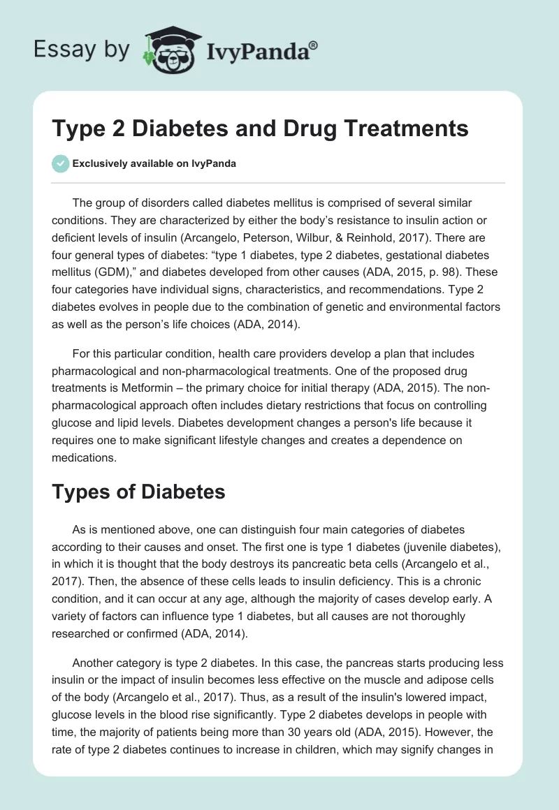 Type 2 Diabetes and Drug Treatments. Page 1