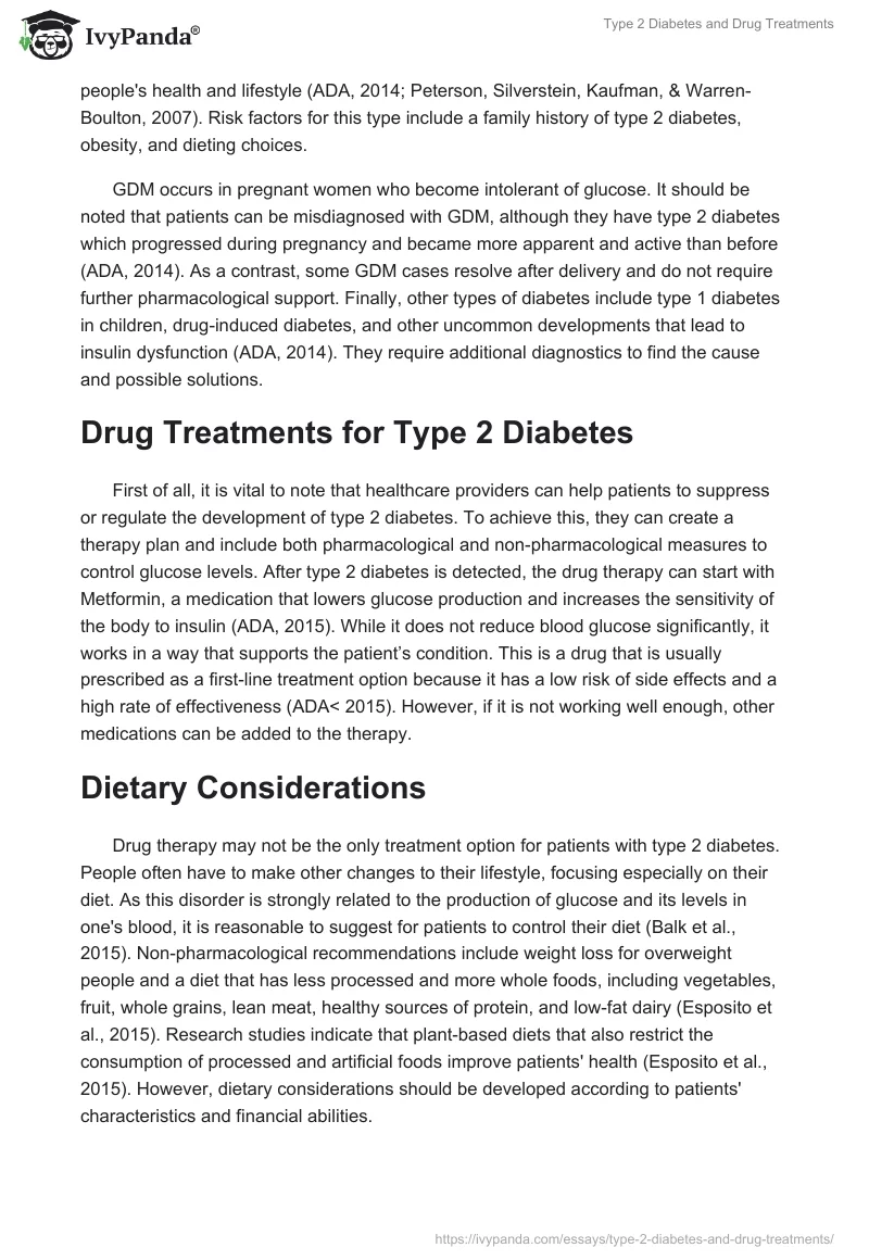 Type 2 Diabetes and Drug Treatments. Page 2