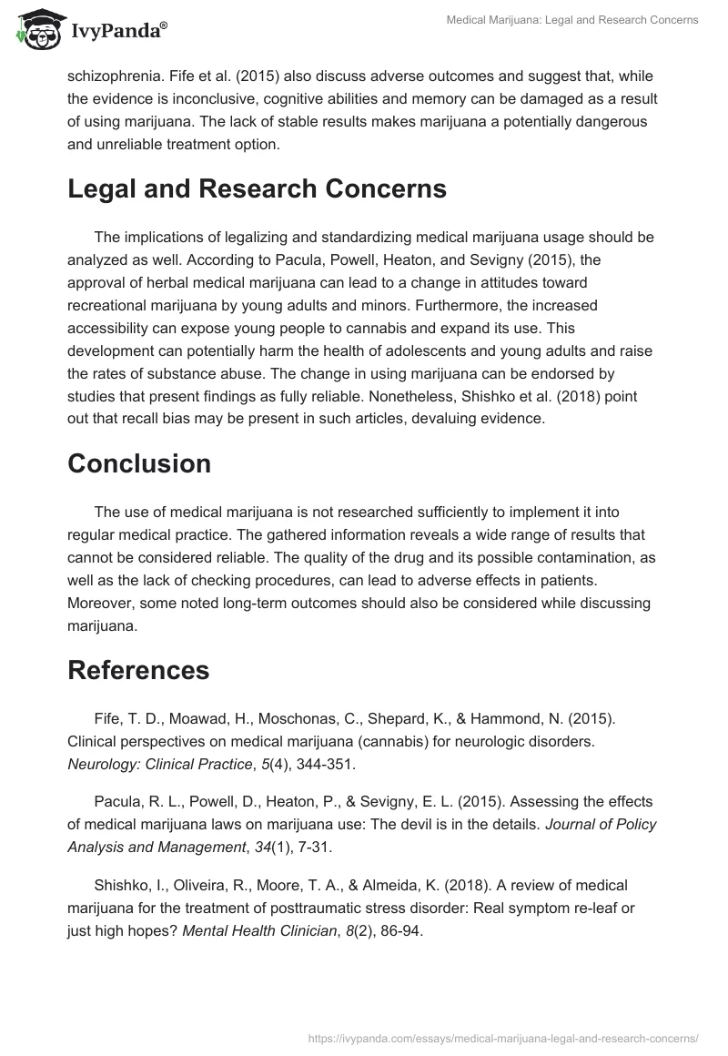Medical Marijuana: Legal and Research Concerns. Page 2