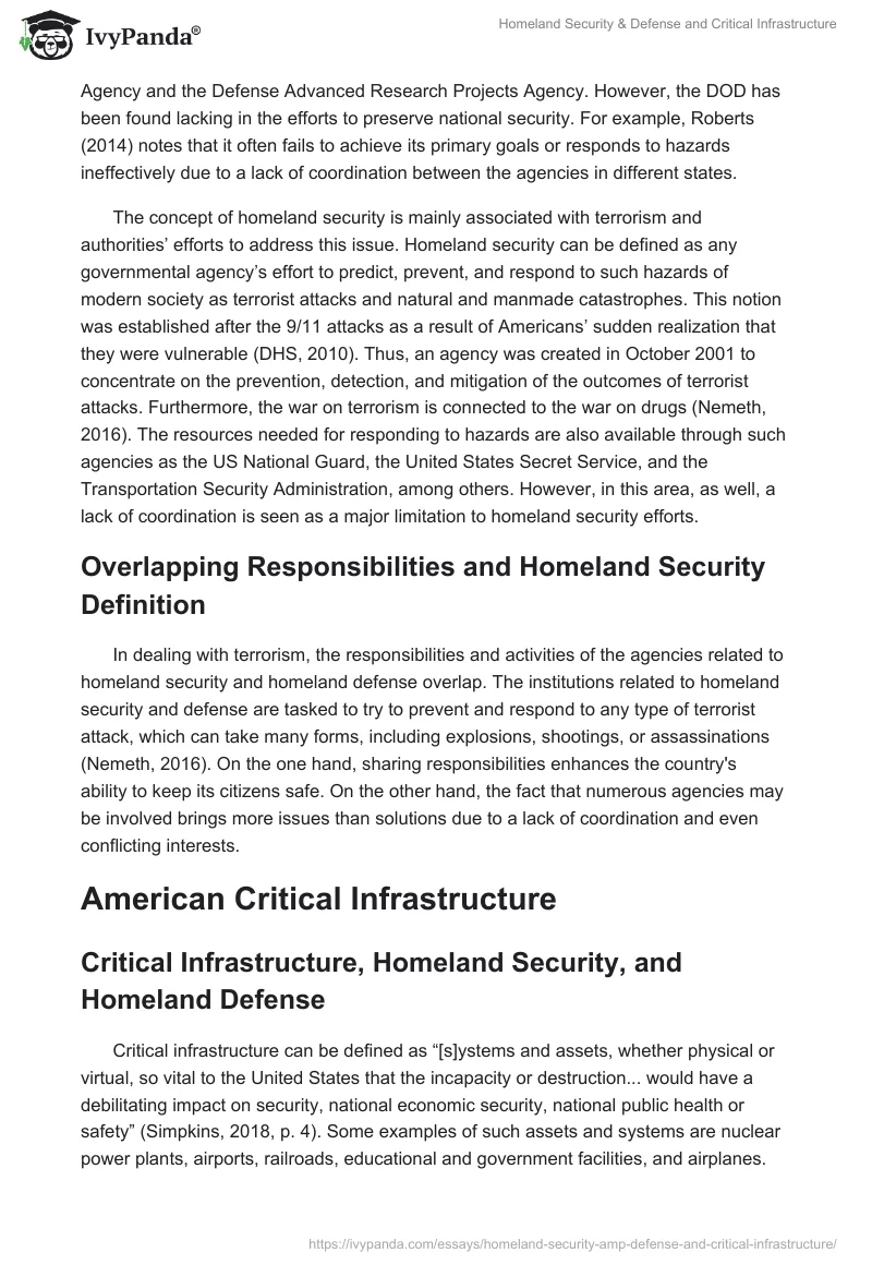 Homeland Security & Defense and Critical Infrastructure. Page 2