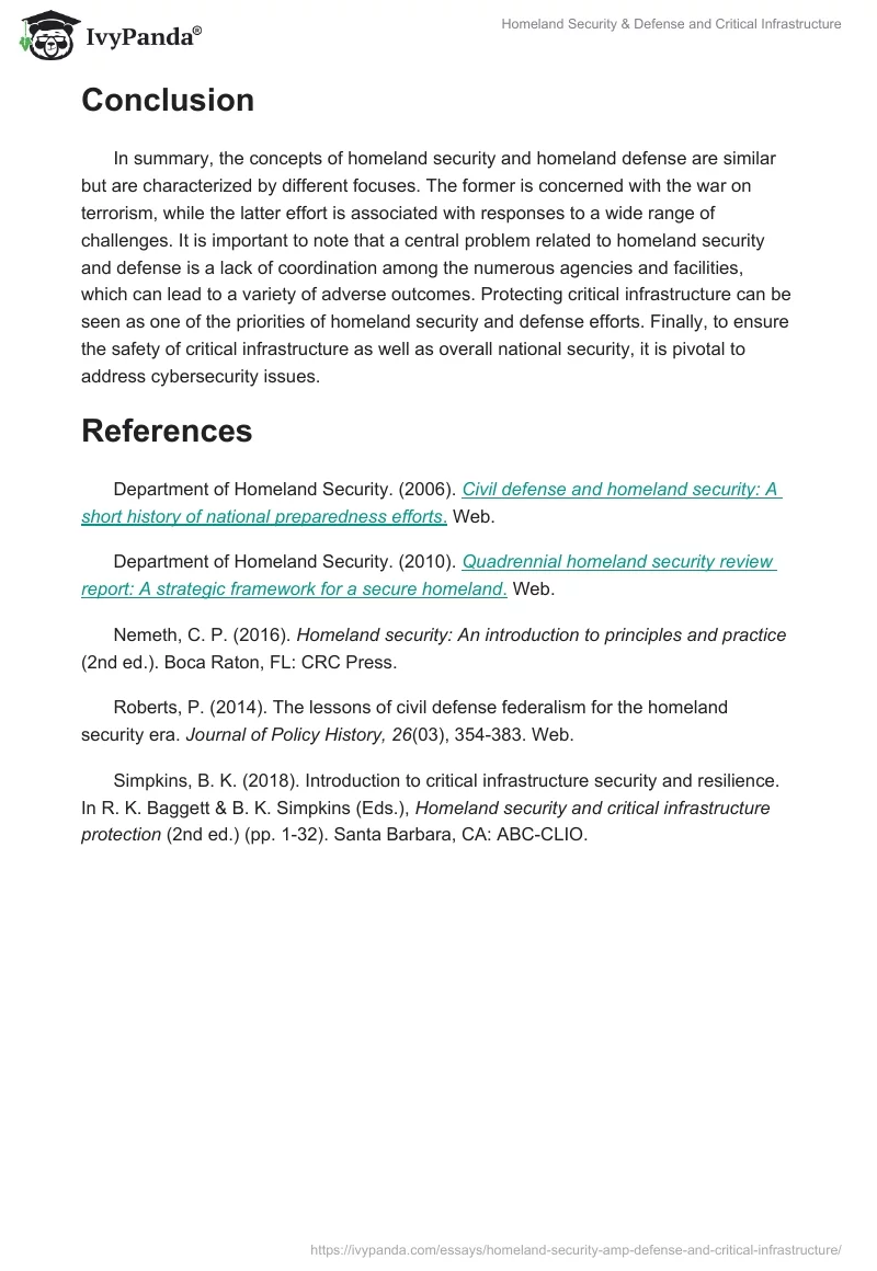 Homeland Security & Defense and Critical Infrastructure. Page 4