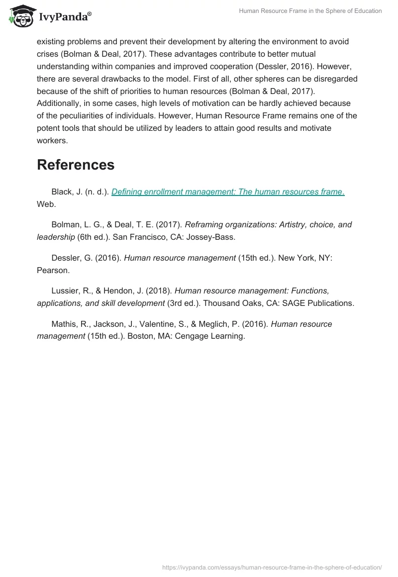 Human Resource Frame in the Sphere of Education. Page 3
