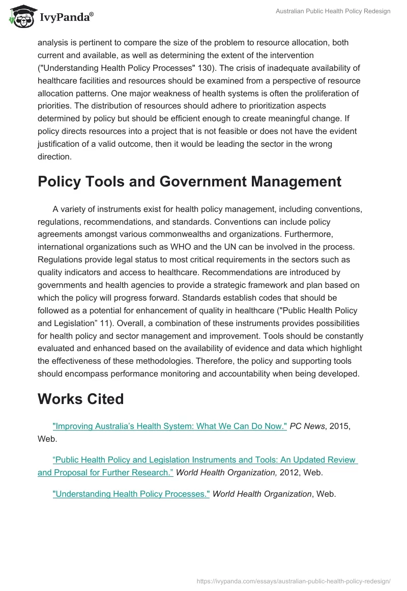 Australian Public Health Policy Redesign. Page 2