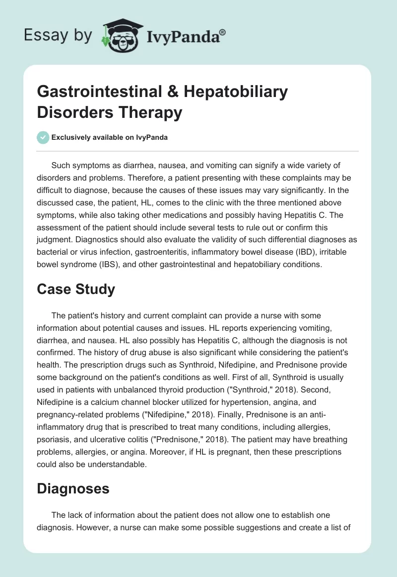 Gastrointestinal & Hepatobiliary Disorders Therapy. Page 1