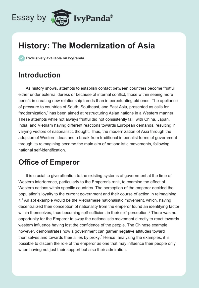 History: The Modernization of Asia. Page 1