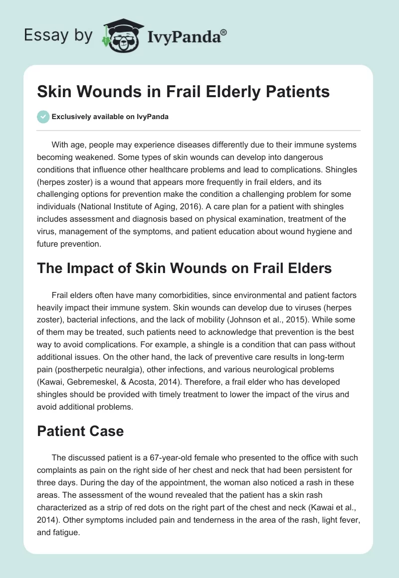 Skin Wounds in Frail Elderly Patients. Page 1