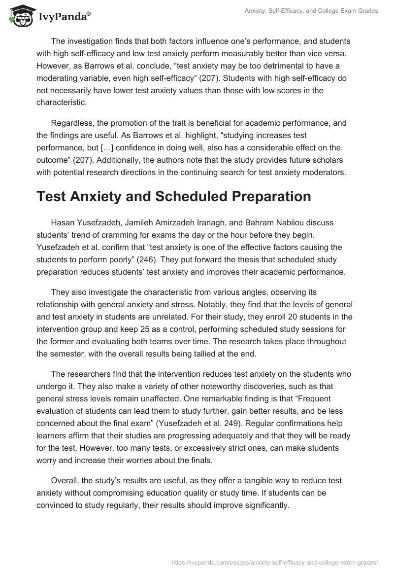Anxiety, Self-Efficacy, and College Exam Grades. Page 2