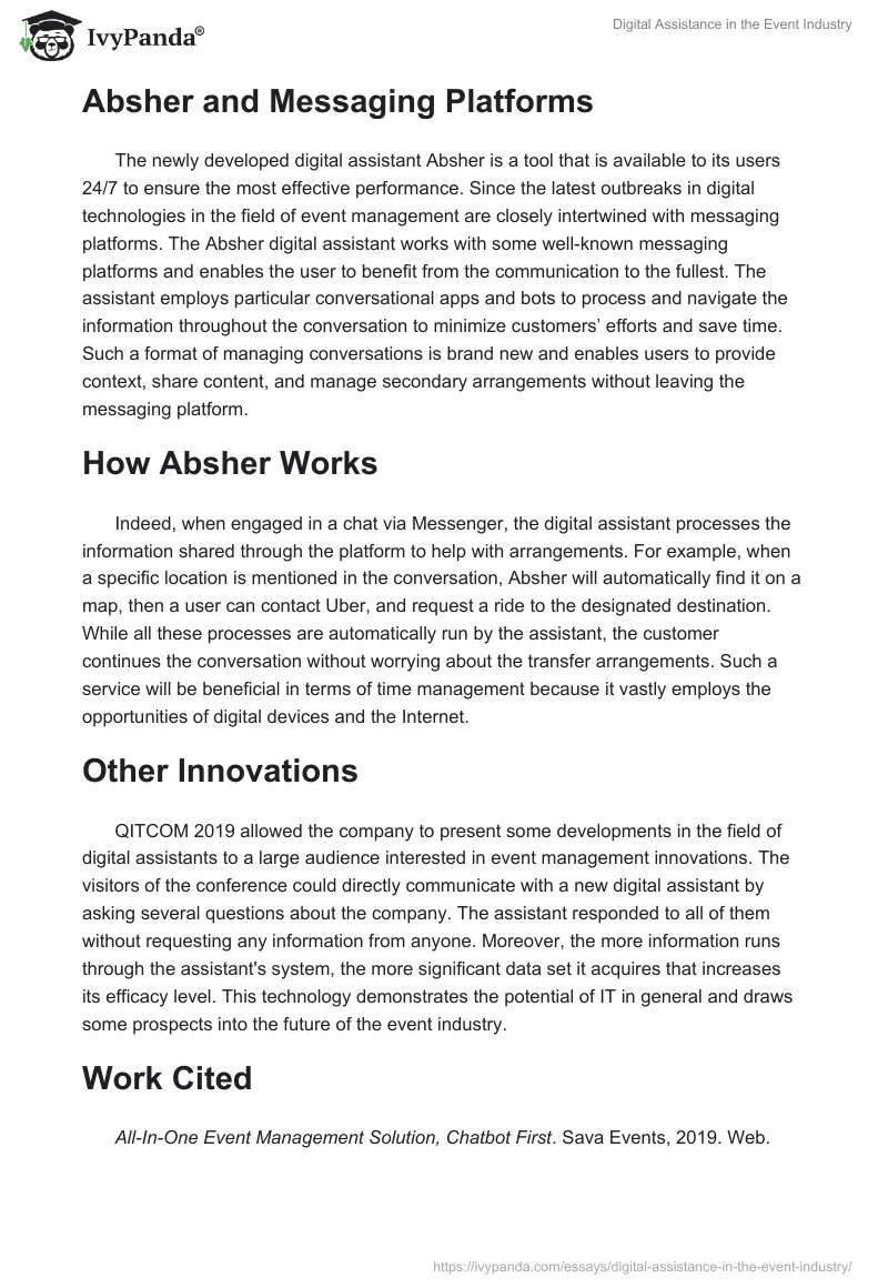 Digital Assistance in the Event Industry. Page 2