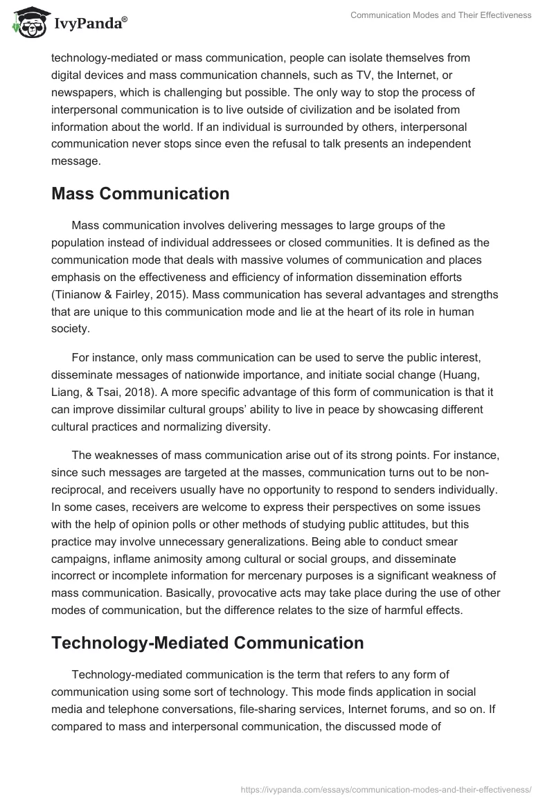 Communication Modes and Their Effectiveness. Page 2