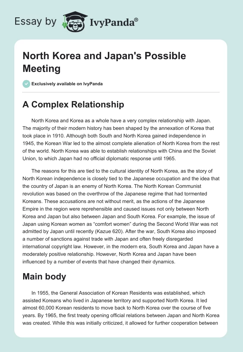 North Korea and Japan's Possible Meeting. Page 1