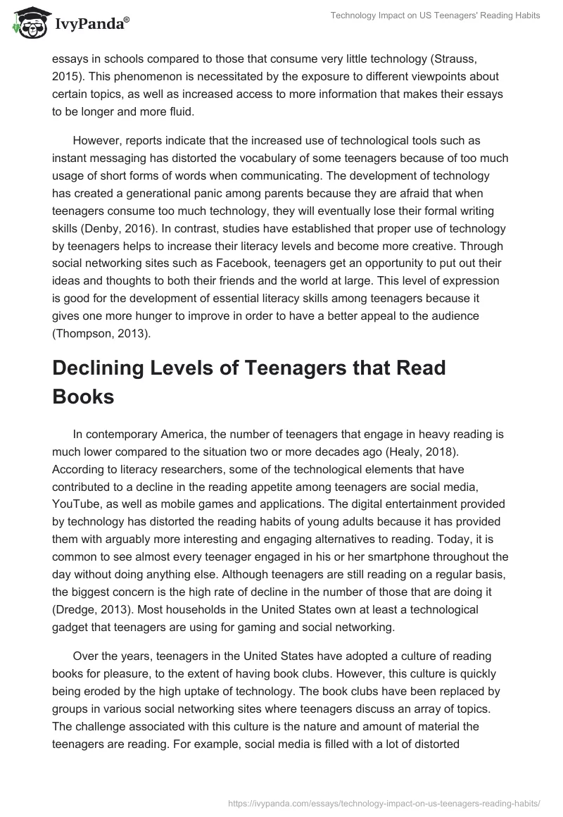 Technology Impact on US Teenagers' Reading Habits. Page 3