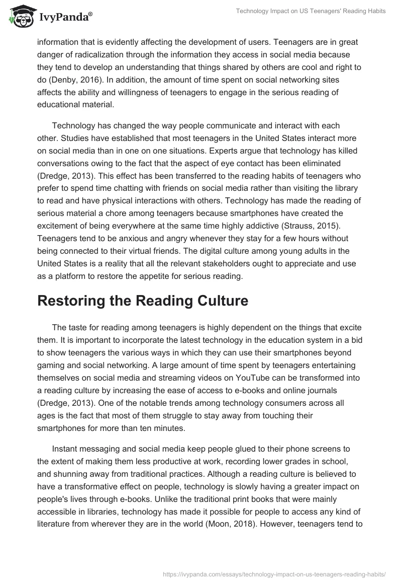 Technology Impact on US Teenagers' Reading Habits. Page 4