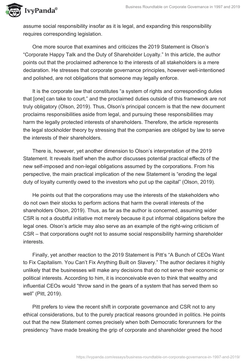 Business Roundtable on Corporate Governance in 1997 and 2019. Page 4