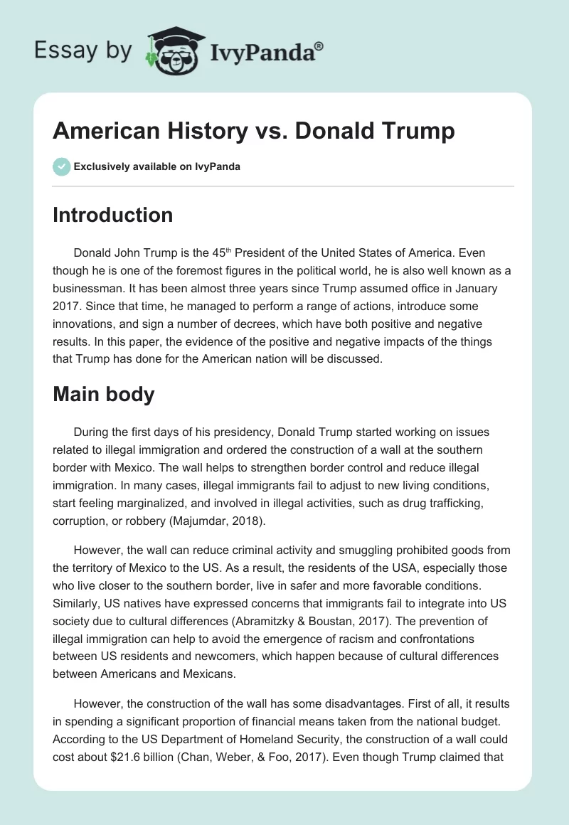 American History vs. Donald Trump. Page 1