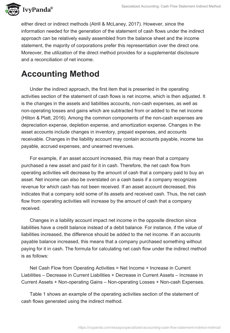 Specialized Accounting: Cash Flow Statement Indirect Method. Page 2