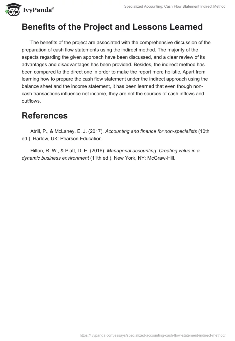 Specialized Accounting: Cash Flow Statement Indirect Method. Page 5
