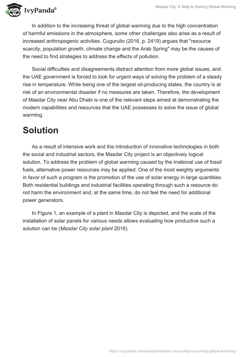 Masdar City: A Step to Solving Global Warming. Page 2