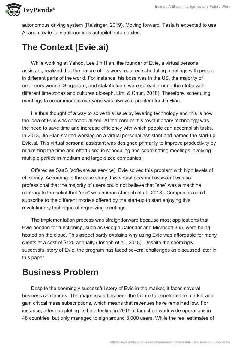 Evie.ai: Artificial Intelligence and Future Work. Page 3