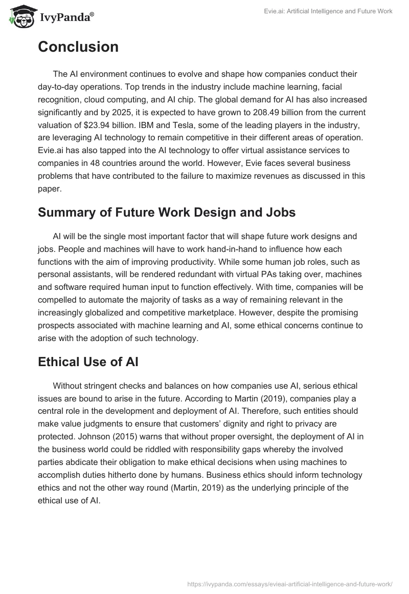 Evie.ai: Artificial Intelligence and Future Work. Page 5