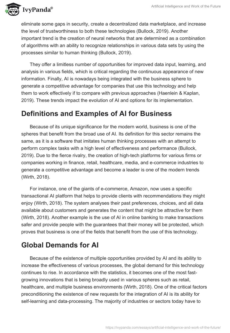 Artificial Intelligence and Work of the Future. Page 2