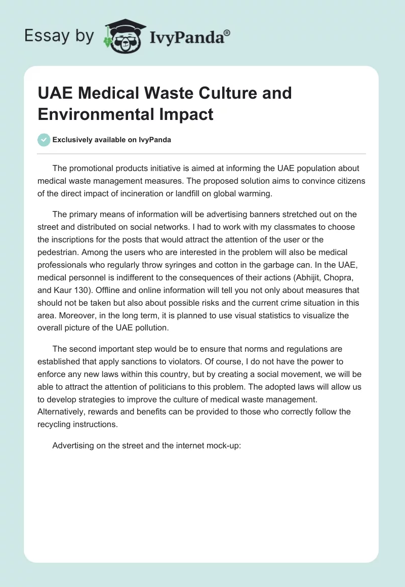 UAE Medical Waste Culture and Environmental Impact. Page 1