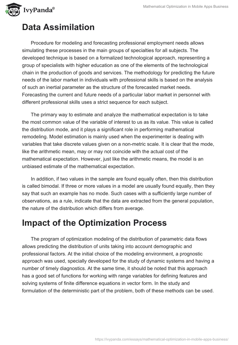Mathematical Optimization in Mobile Apps Business. Page 2