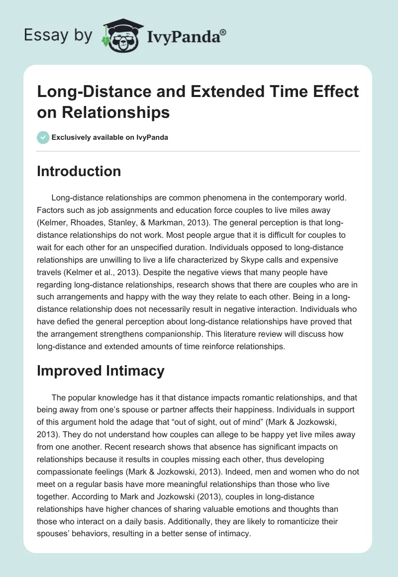 Long-Distance and Extended Time Effect on Relationships. Page 1