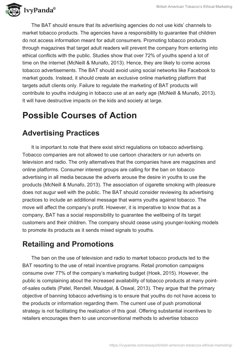 British American Tobacco’s Ethical Marketing. Page 2