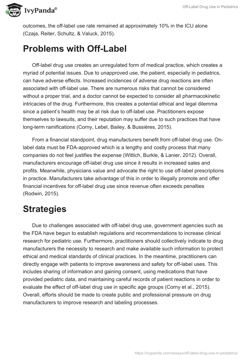 Off-Label Drug Use in Pediatrics. Page 2