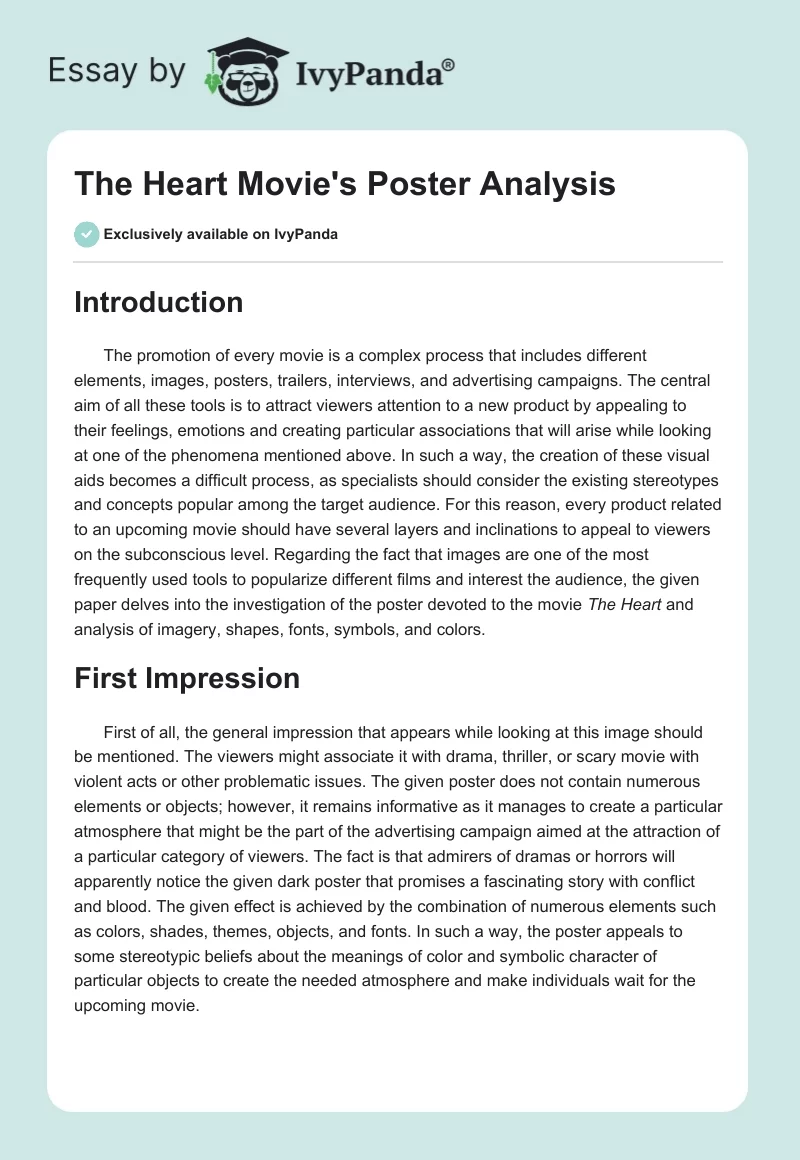 "The Heart" Movie's Poster Analysis. Page 1