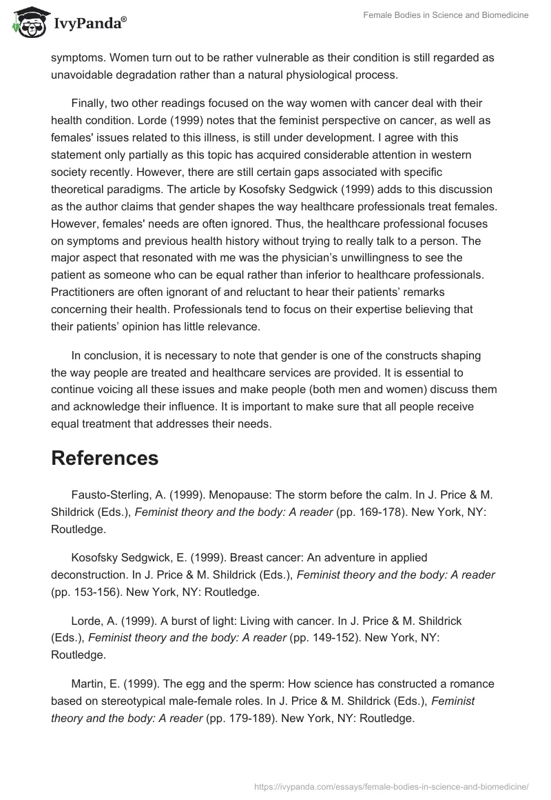 Female Bodies in Science and Biomedicine. Page 2