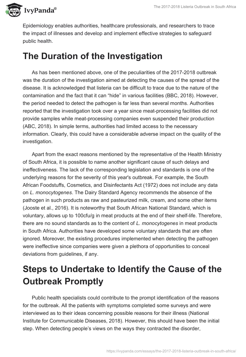 The 2017-2018 Listeria Outbreak in South Africa. Page 2