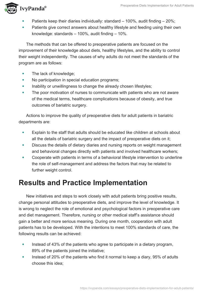 Preoperative Diets Implementation for Adult Patients. Page 4