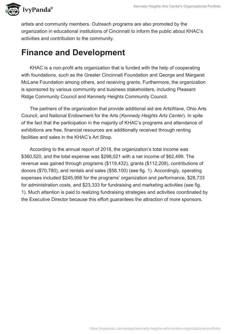 Kennedy Heights Arts Center's Organizational Portfolio. Page 3