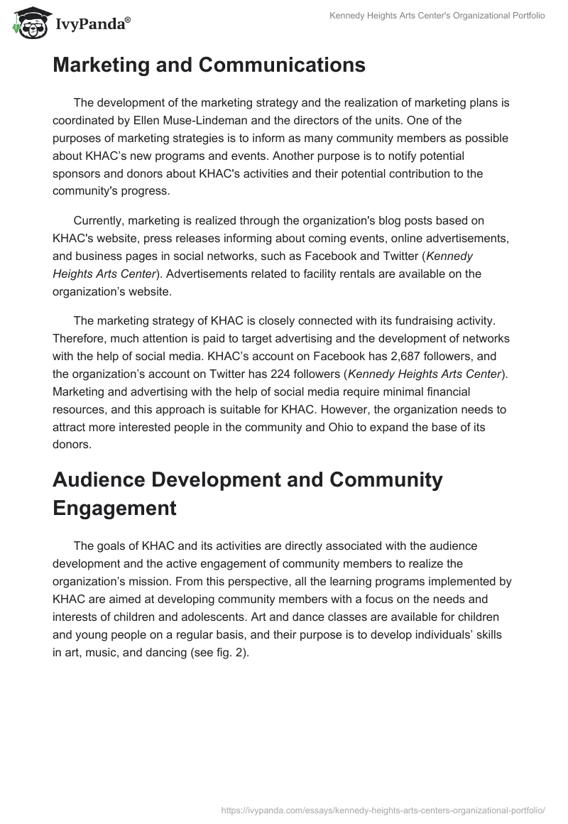Kennedy Heights Arts Center's Organizational Portfolio. Page 5